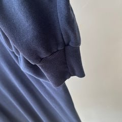 1980s Beat Up and Mended Slouchy Larger Fit Navy Raglan Sweatshirt