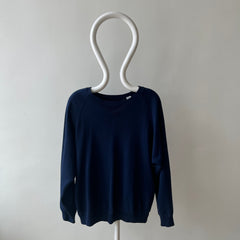 1980s Single V Soft and Slouchy Navy Sweatshirt - Acrylic