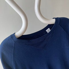 1980s Single V Soft and Slouchy Navy Sweatshirt - Acrylic