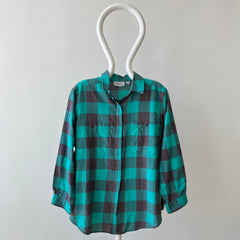 1980s/90s Teal Checkered Plaid Button Up - It's a VENEZIA!