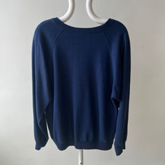 1980s Single V Soft and Slouchy Navy Sweatshirt - Acrylic