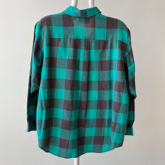 1980s/90s Teal Checkered Plaid Button Up - It's a VENEZIA!
