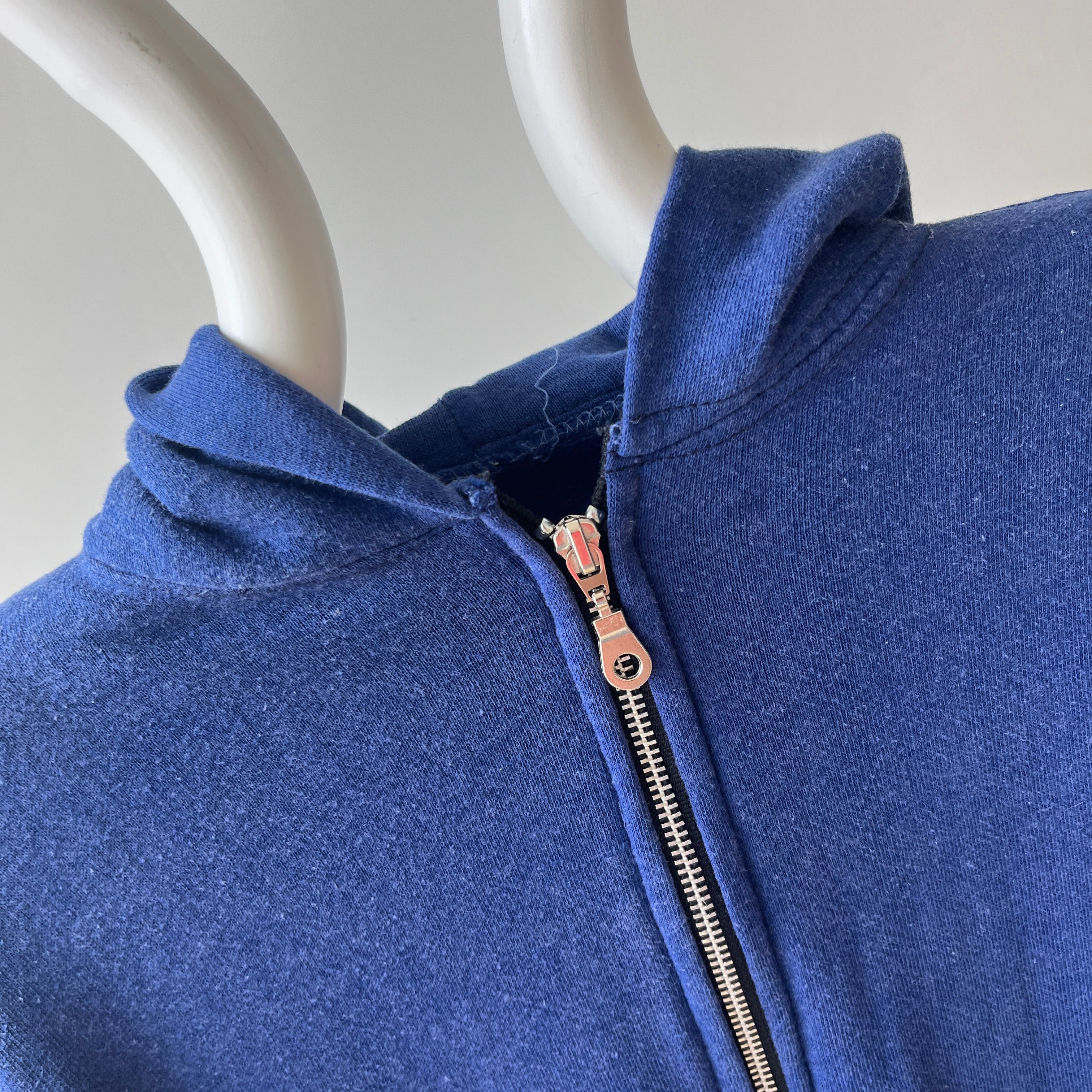 1970/80s Sears Soft and Slouchy Navy Hoodie (Replaced Zipper) - Dreamy w Mending