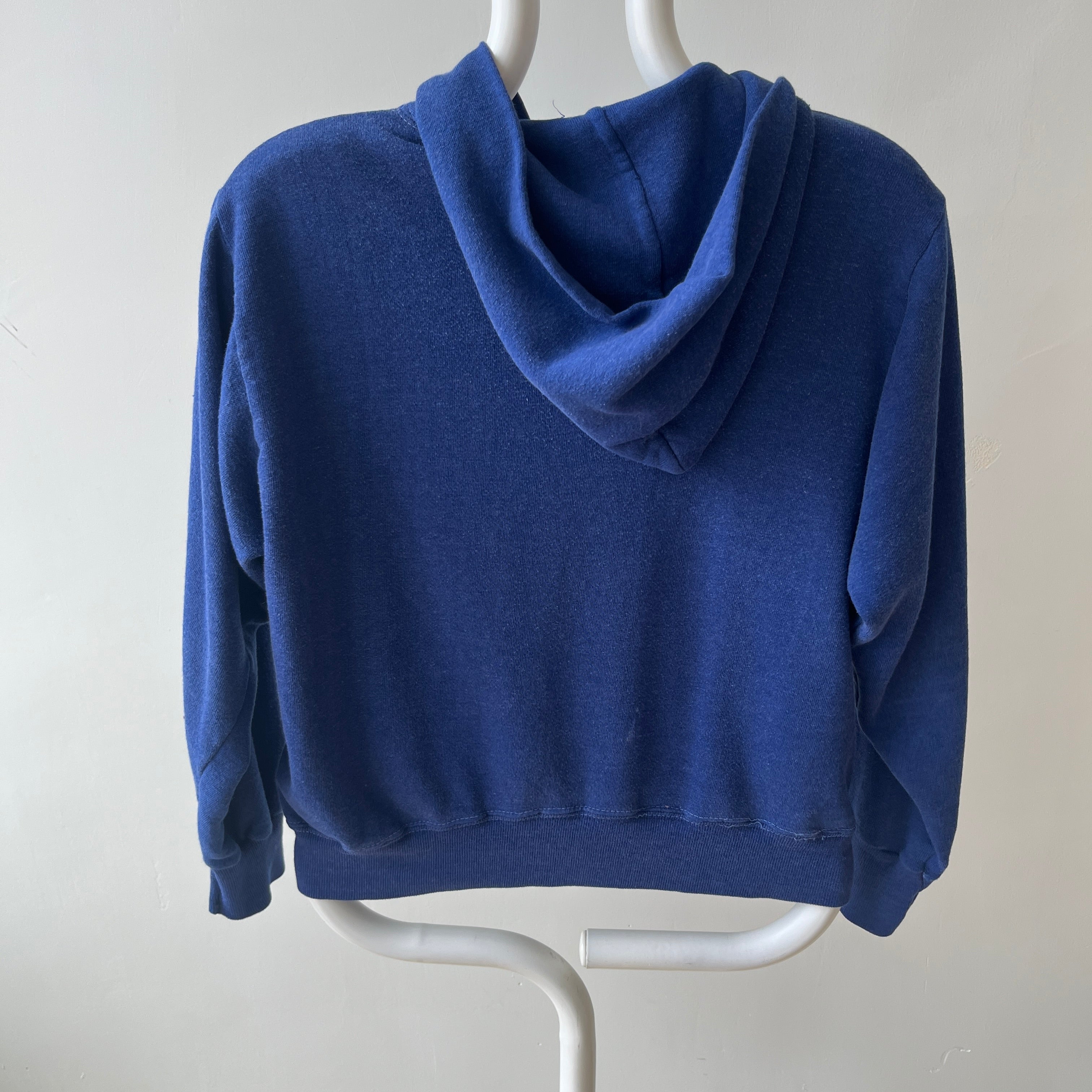1970/80s Sears Soft and Slouchy Navy Hoodie (Replaced Zipper) - Dreamy w Mending