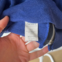 1970/80s Sears Soft and Slouchy Navy Hoodie (Replaced Zipper) - Dreamy w Mending