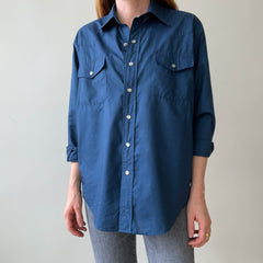 1970's Navy Pearl Snap Western Shirt