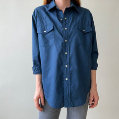 1970's Navy Pearl Snap Western Shirt