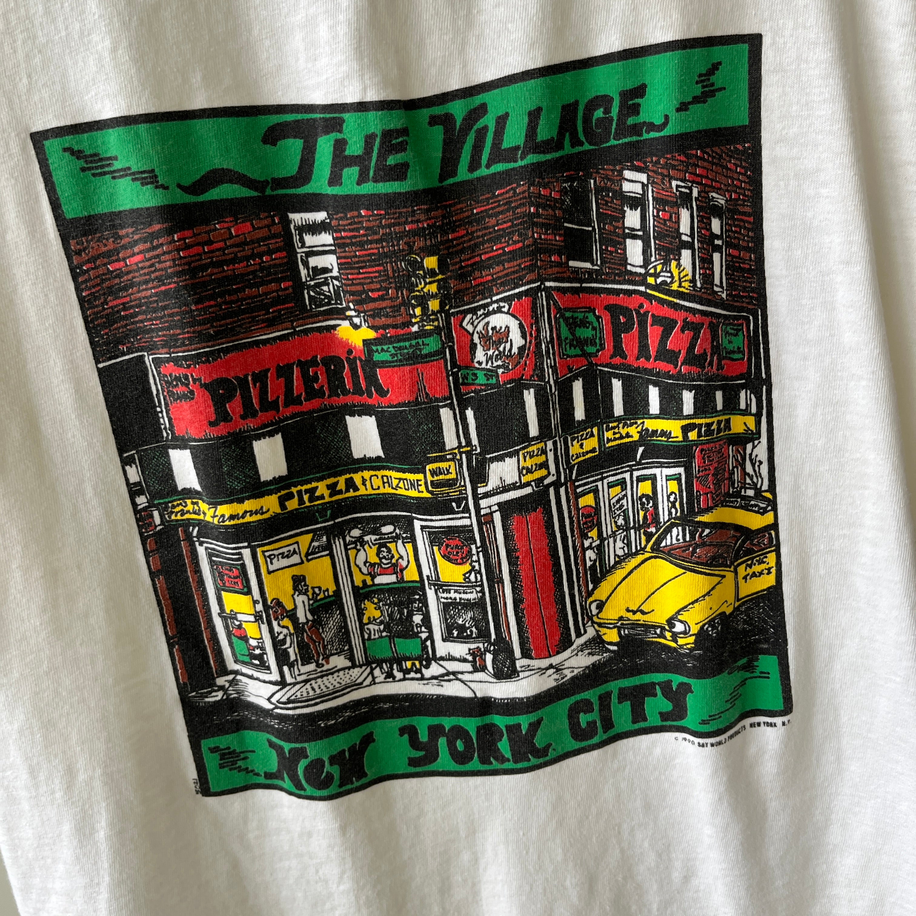 1990 The Village Pizza New York City Iconic Tourist T-Shirt