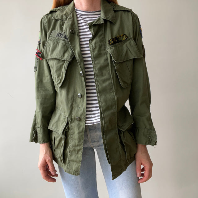 1960s OG 107 Vietnam Era and Patched Smaller Size Jacket - The Arm Patches! Collectible