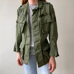 1960s OG 107 Vietnam Era and Patched Smaller Size Jacket - The Arm Patches! Collectible
