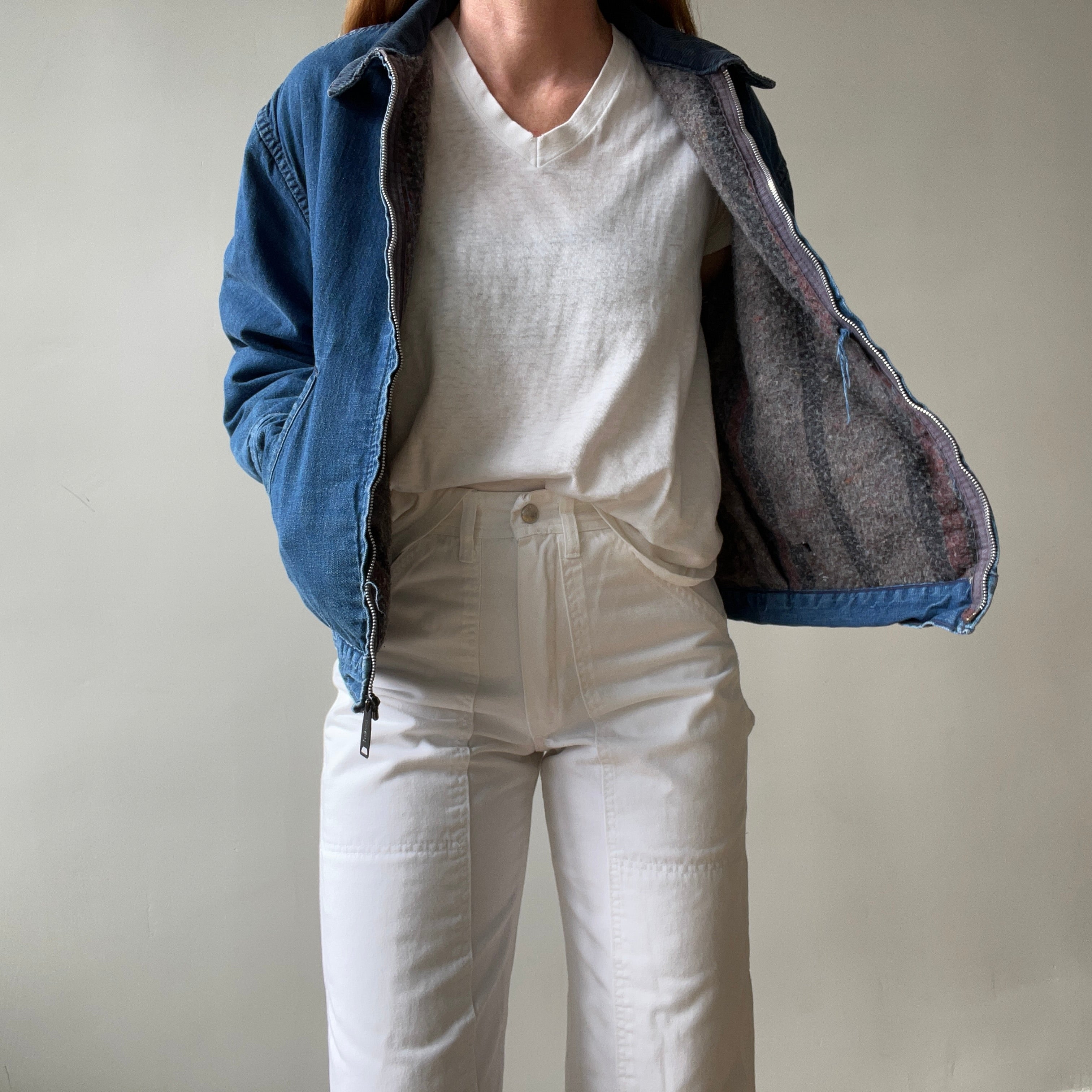 1970s Sears Blanket Lined Zip Up Denim Jacket - !!! Cooler than a Storm Rider