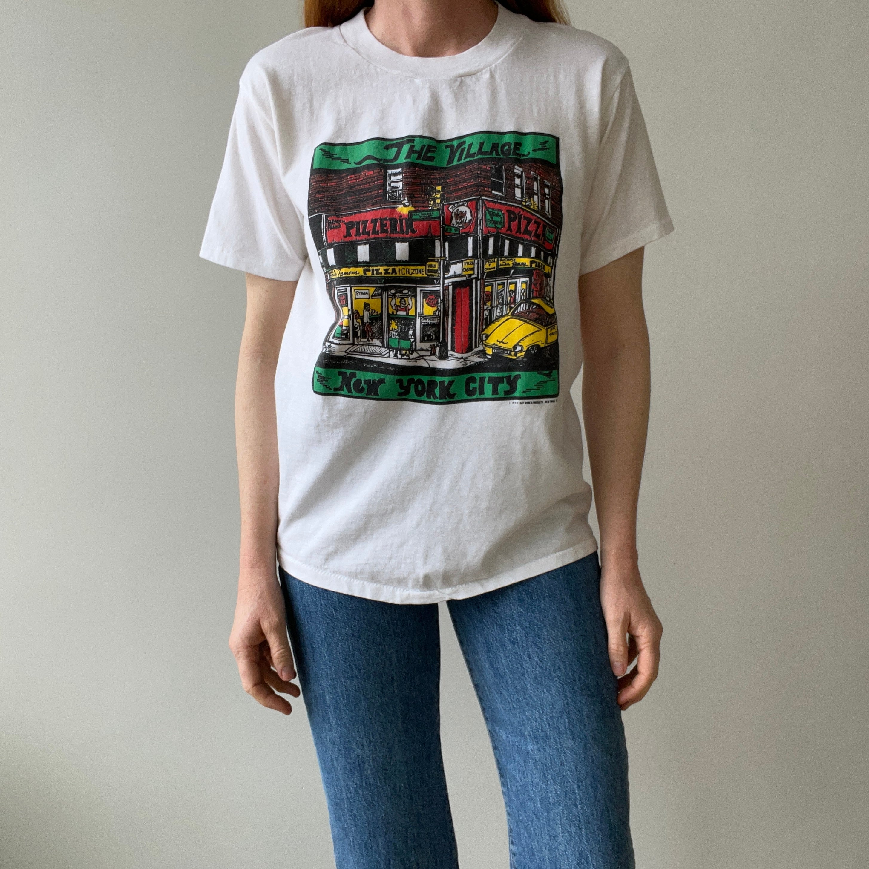 1990 The Village Pizza New York City Iconic Tourist T-Shirt