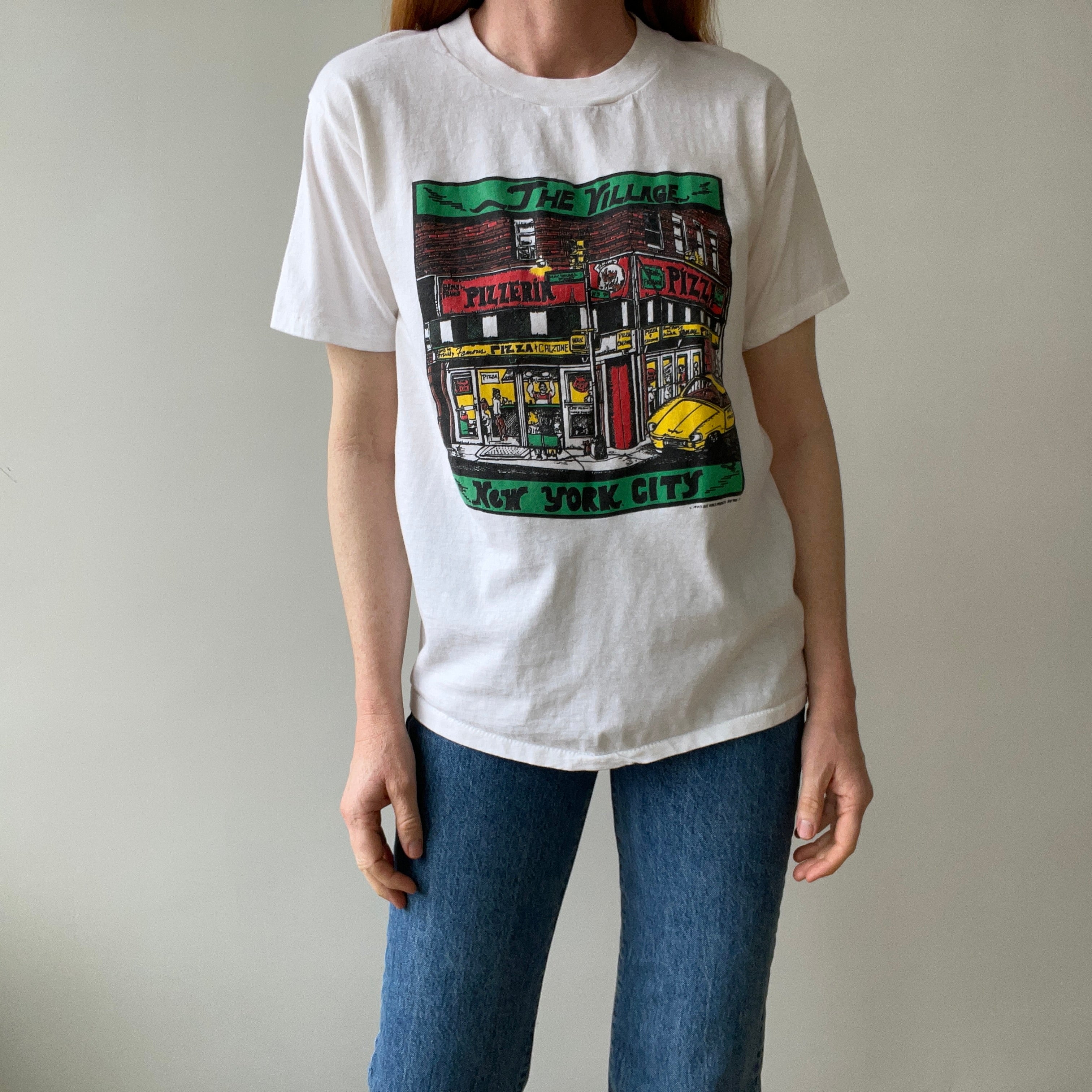 1990 The Village Pizza New York City Iconic Tourist T-Shirt