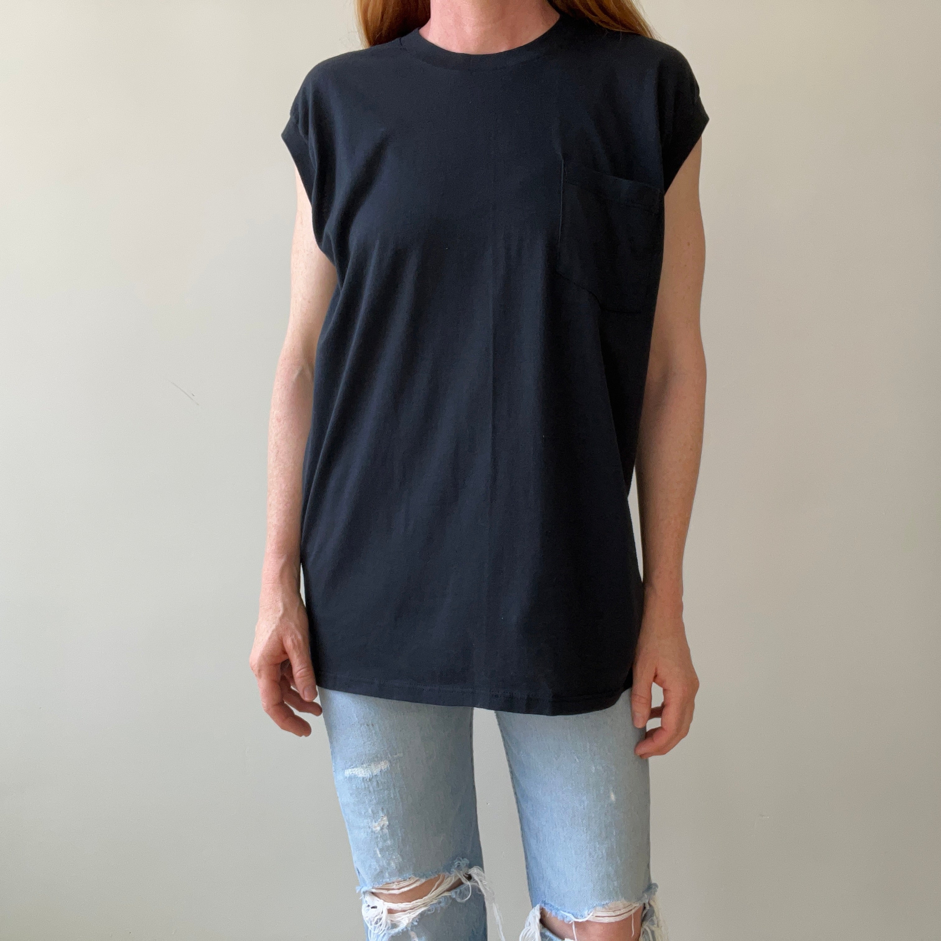 1990s Black Pocket Muscle T-Shirt