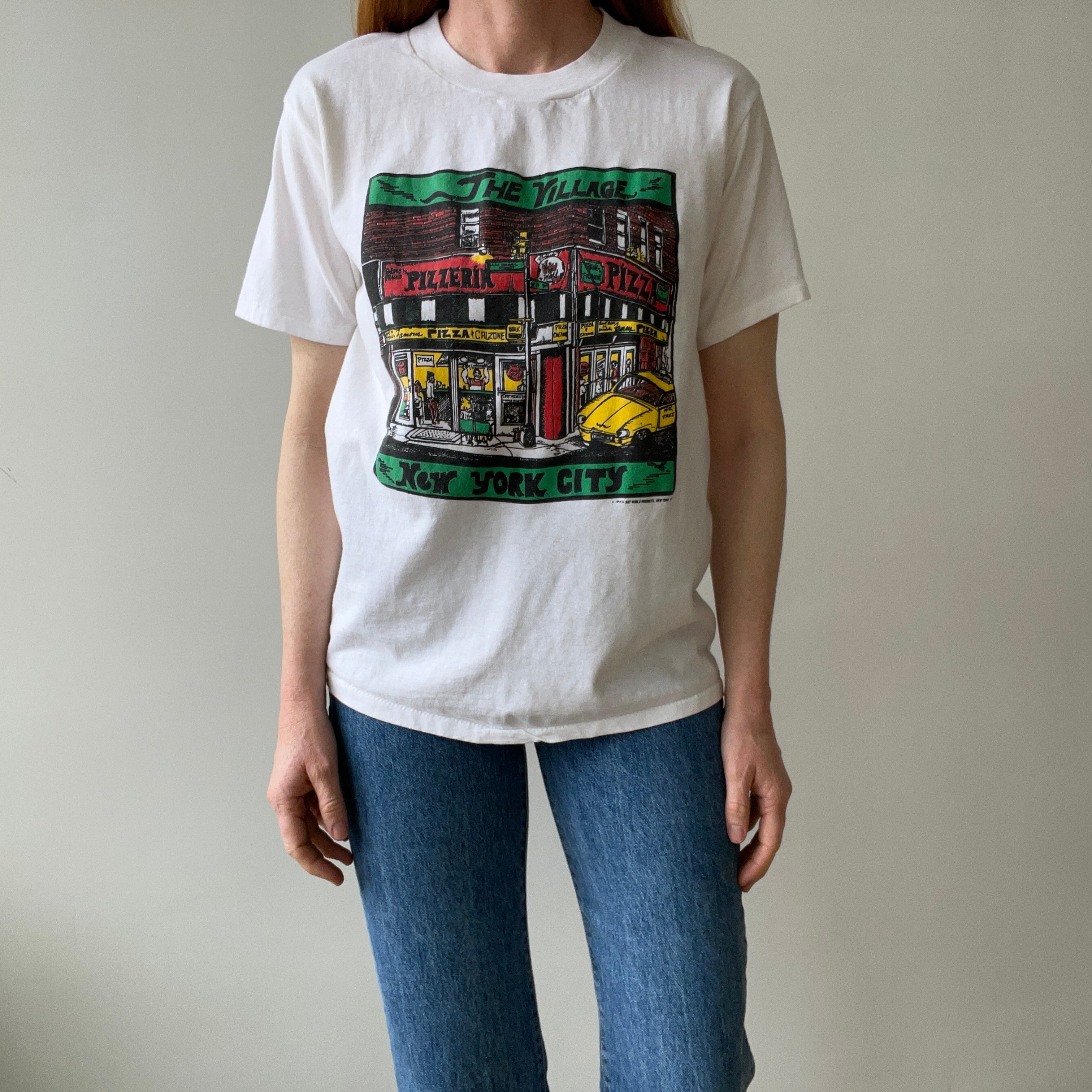 1990 The Village Pizza New York City Iconic Tourist T-Shirt