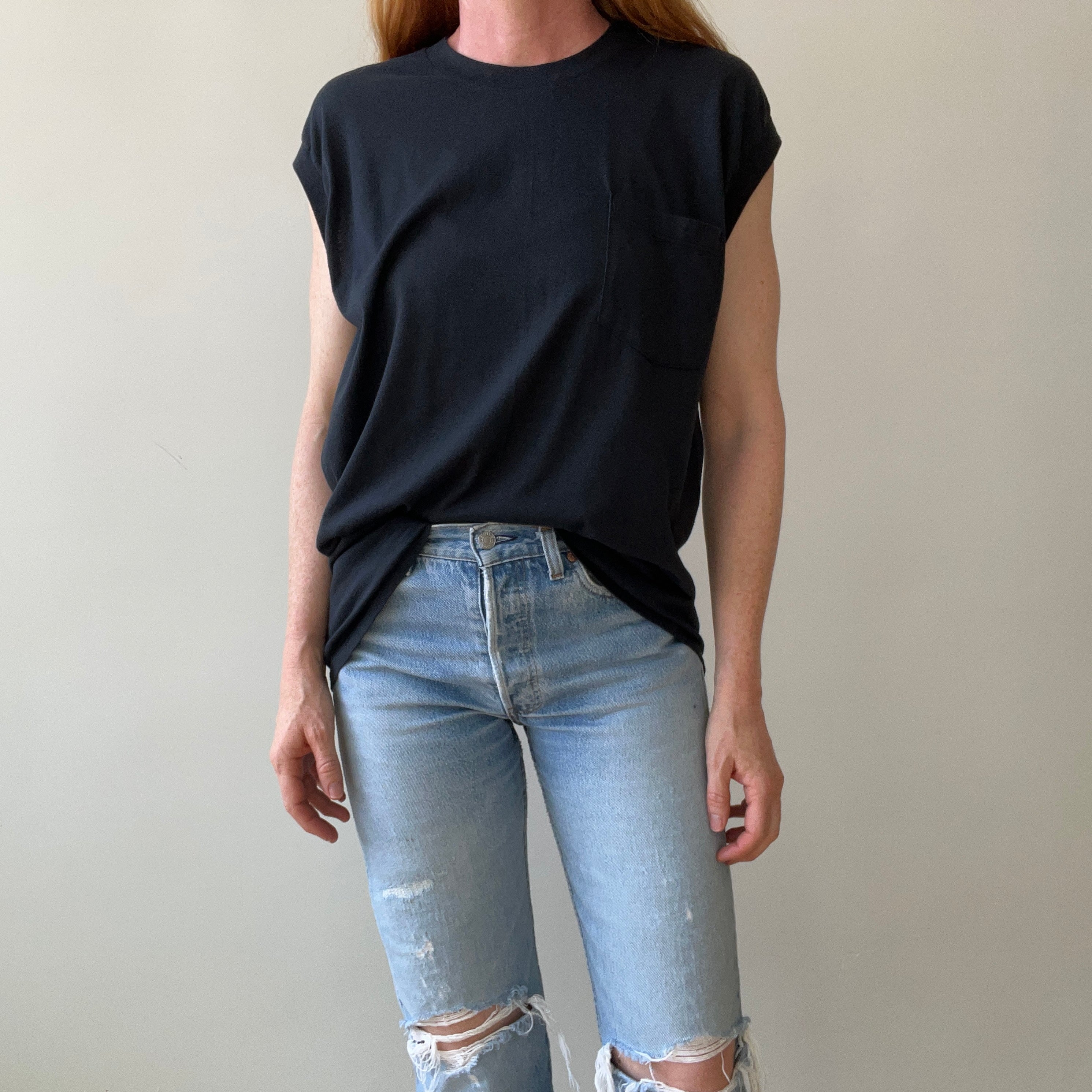 1990s Black Pocket Muscle T-Shirt