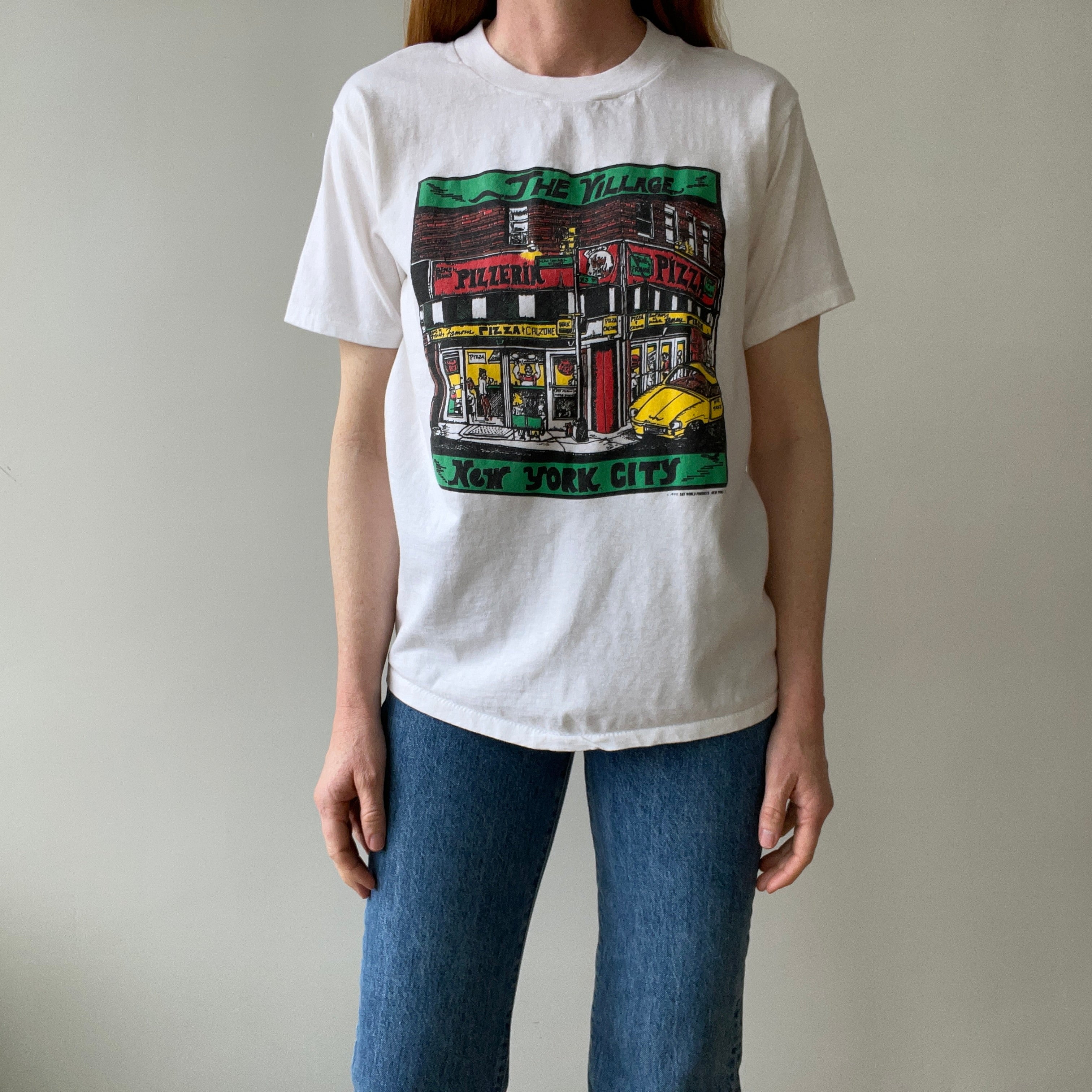 1990 The Village Pizza New York City Iconic Tourist T-Shirt