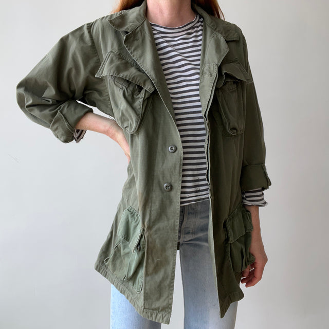 1968 Vietnam Jungle Jacket with Hand Stitched Replaced Bottom Pockets - One Of A Kind
