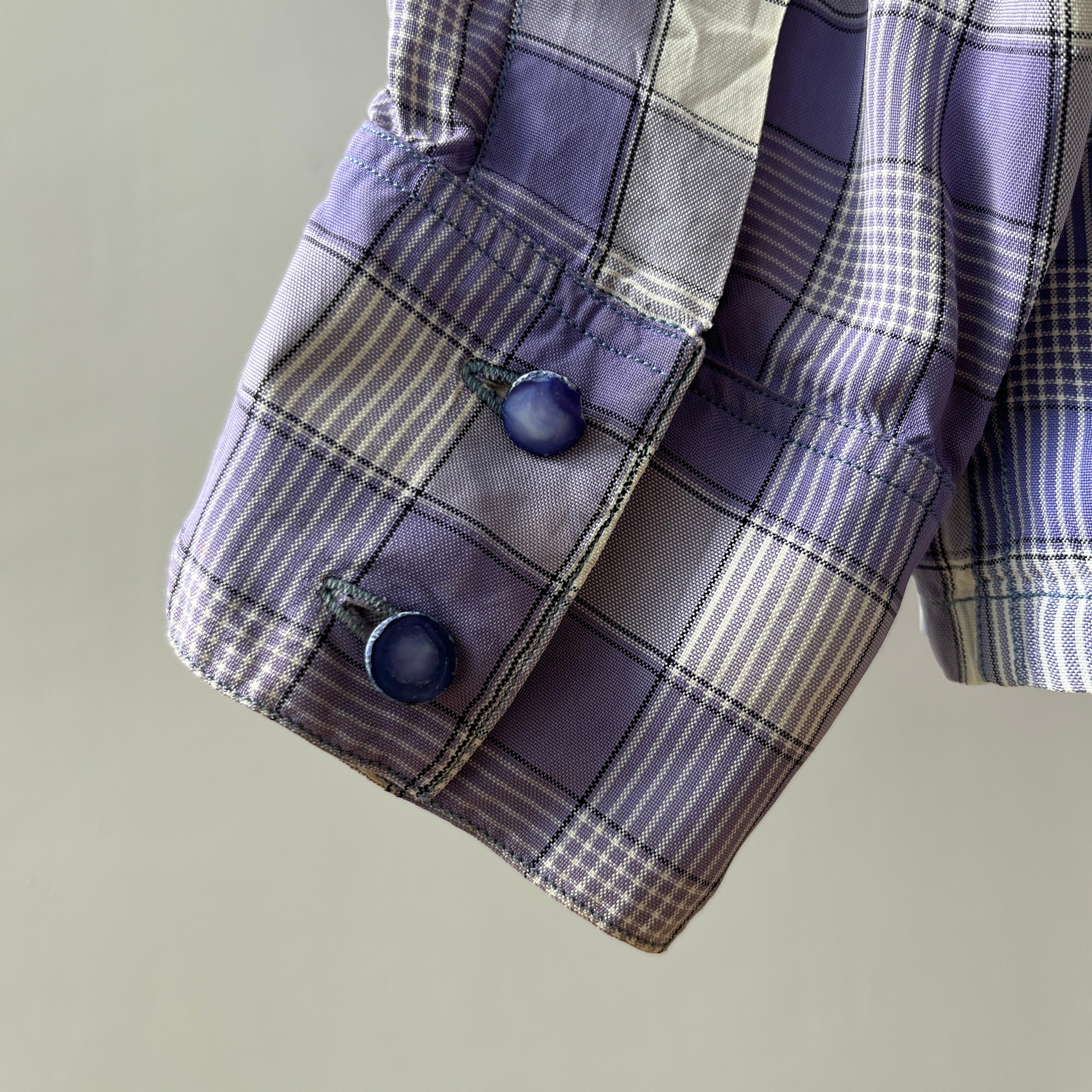 1950s Purple Plaid Rayon Button Up Shirt - TINA COLLECTION