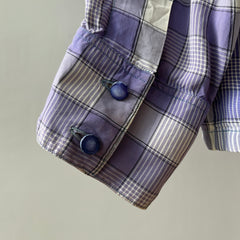 1950s Purple Plaid Rayon Button Up Shirt - TINA COLLECTION
