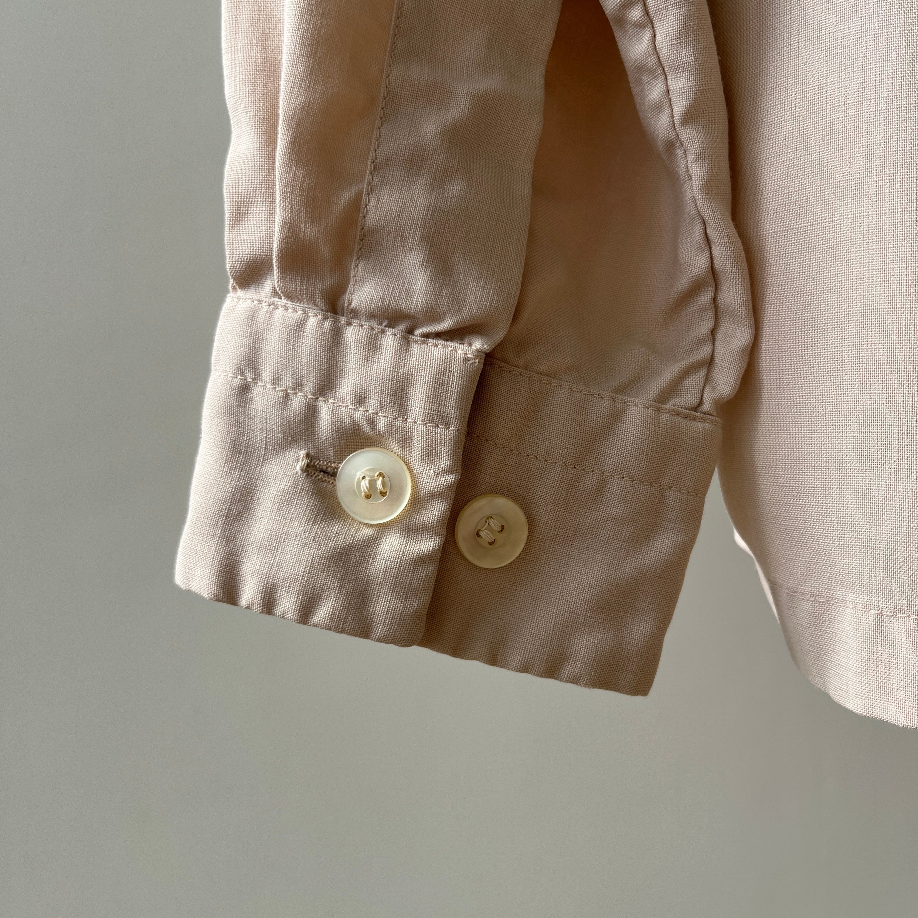 1950s Tan Rayon Loop Collar Horse Button Up Shirt - TINA COLLECTION