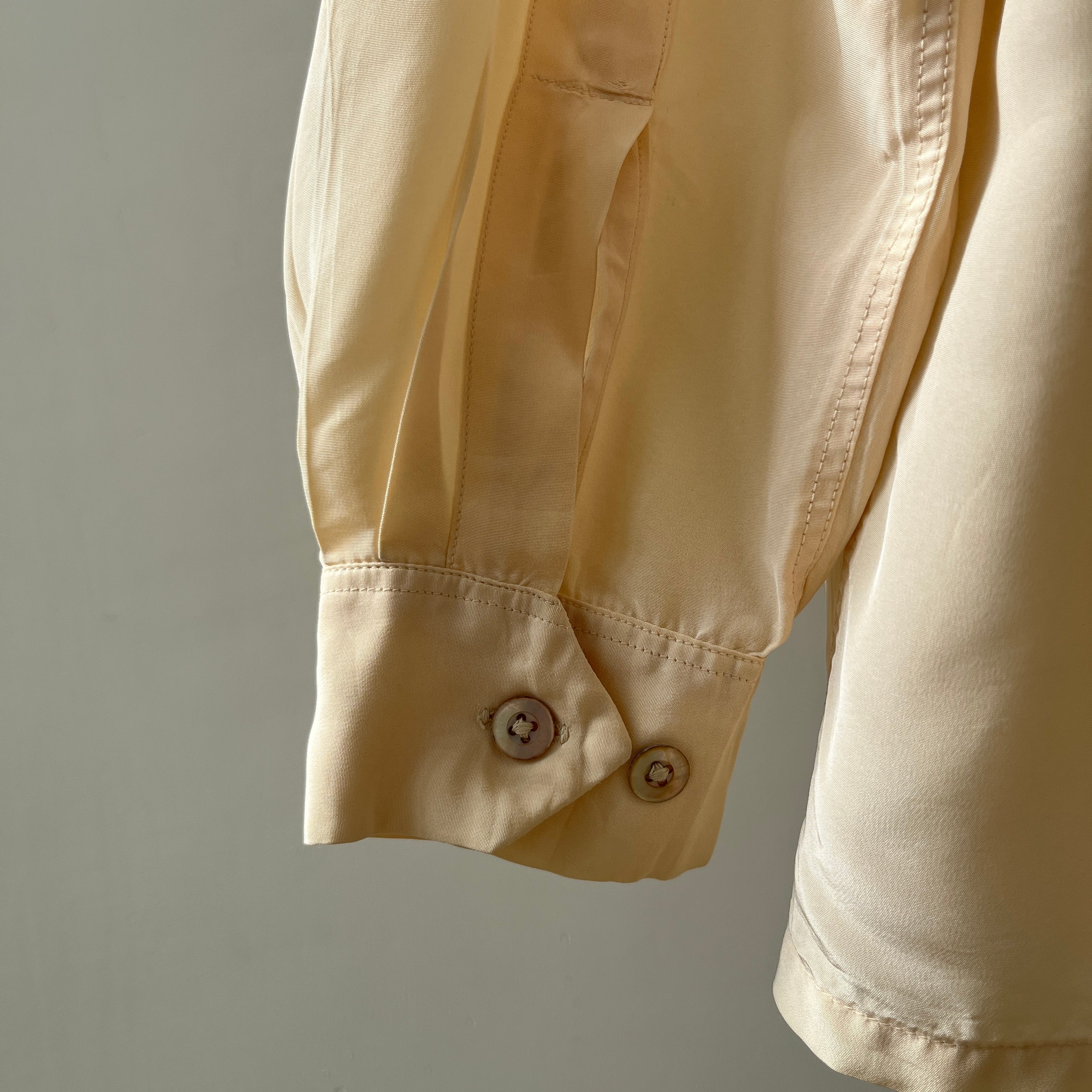 1950s Acetate Nylon Loop Collar Button Up Shirt - TINA COLLECTION