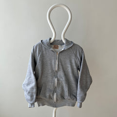 1980s Grey Waffle Lined Zip Up Hoodie