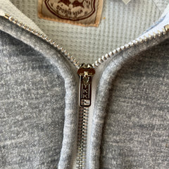 1980s Grey Waffle Lined Zip Up Hoodie