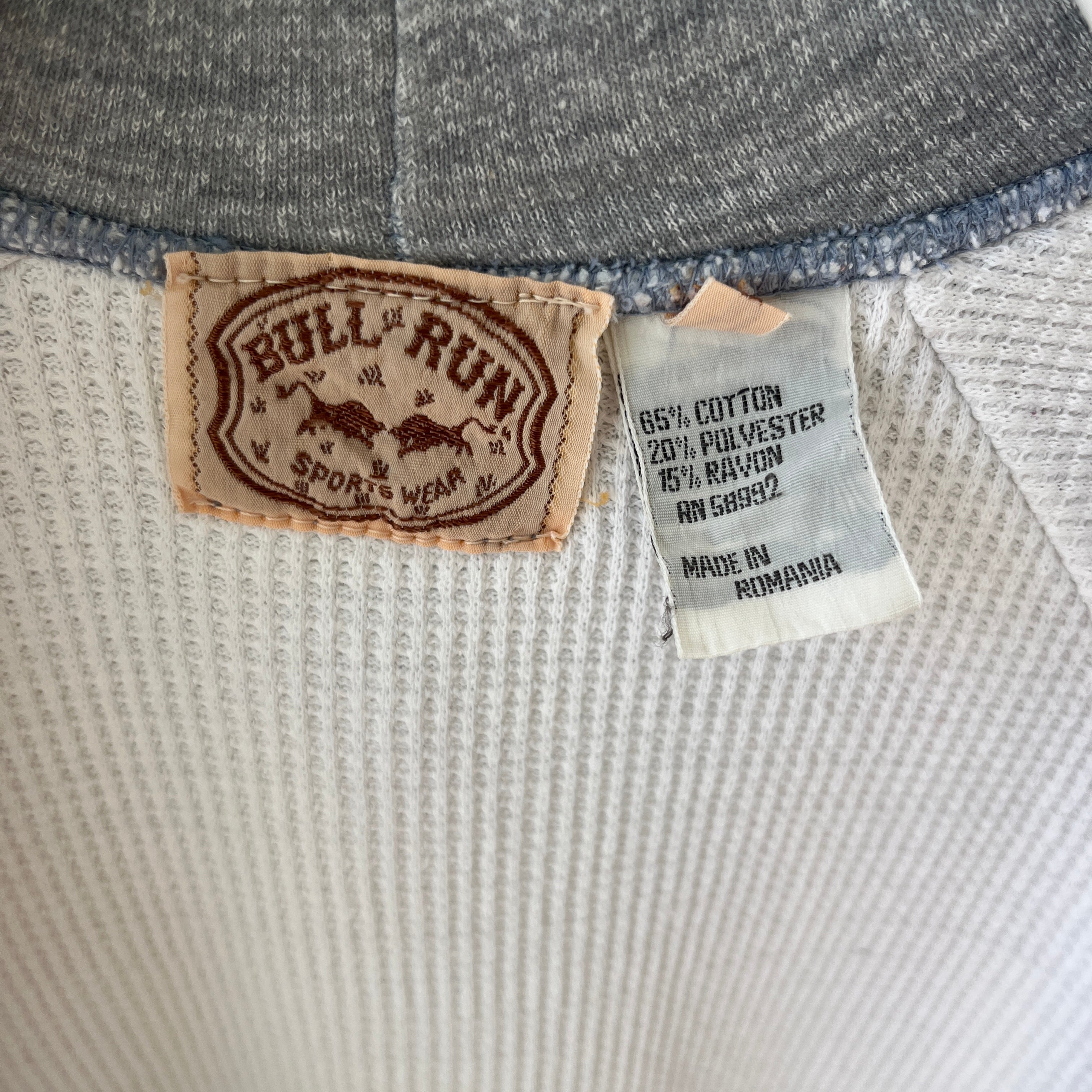 1980s Grey Waffle Lined Zip Up Hoodie