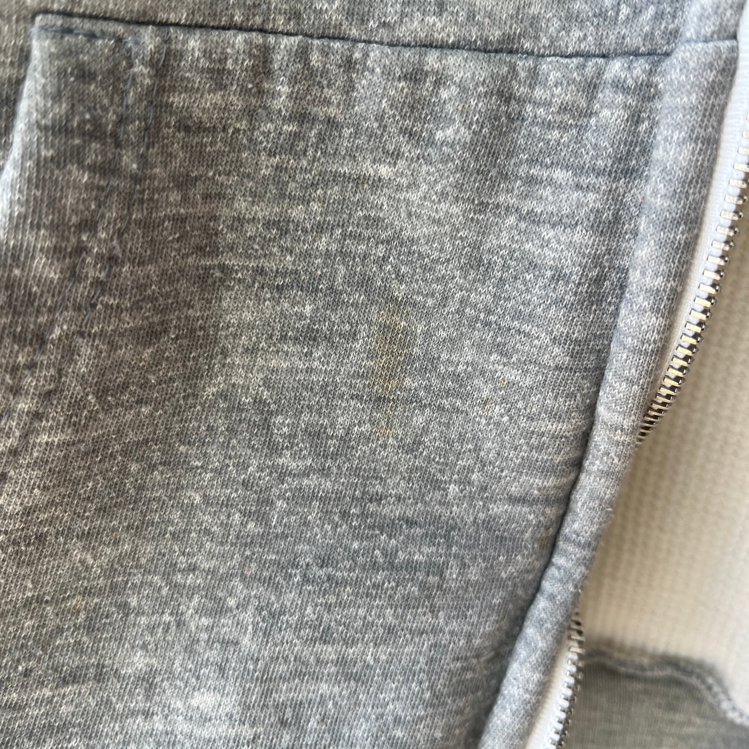 1980s Grey Waffle Lined Zip Up Hoodie