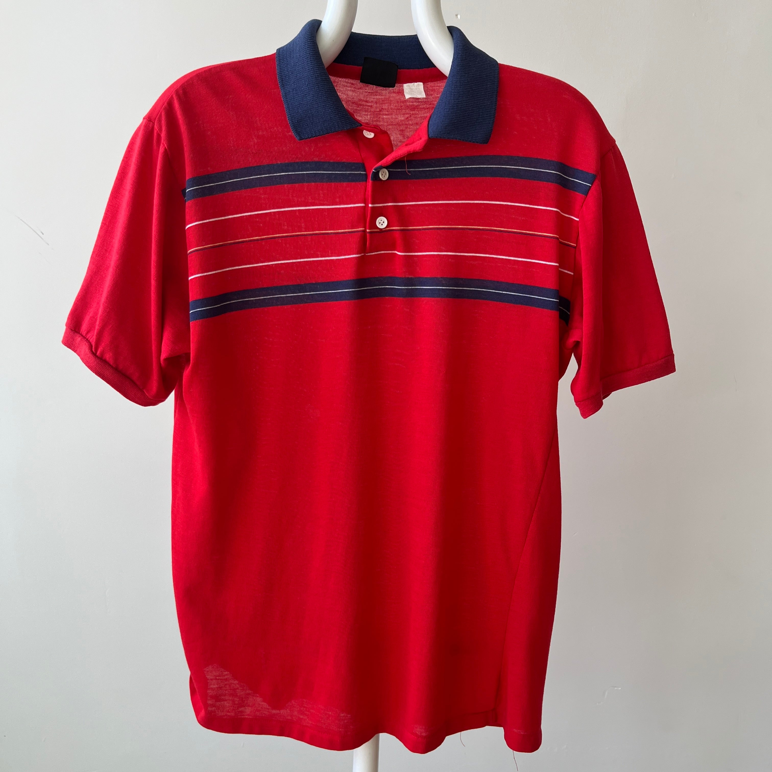 1980's Red and Navy Polo Shirt