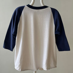 1970s Navy Three Quarter Sleeve Baseball Style T Shirt - !!! Personal Collection Piece