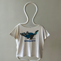 1980s Scoop Neck Workout Cat T Shirt - Crazy Shirt Brand Alert!