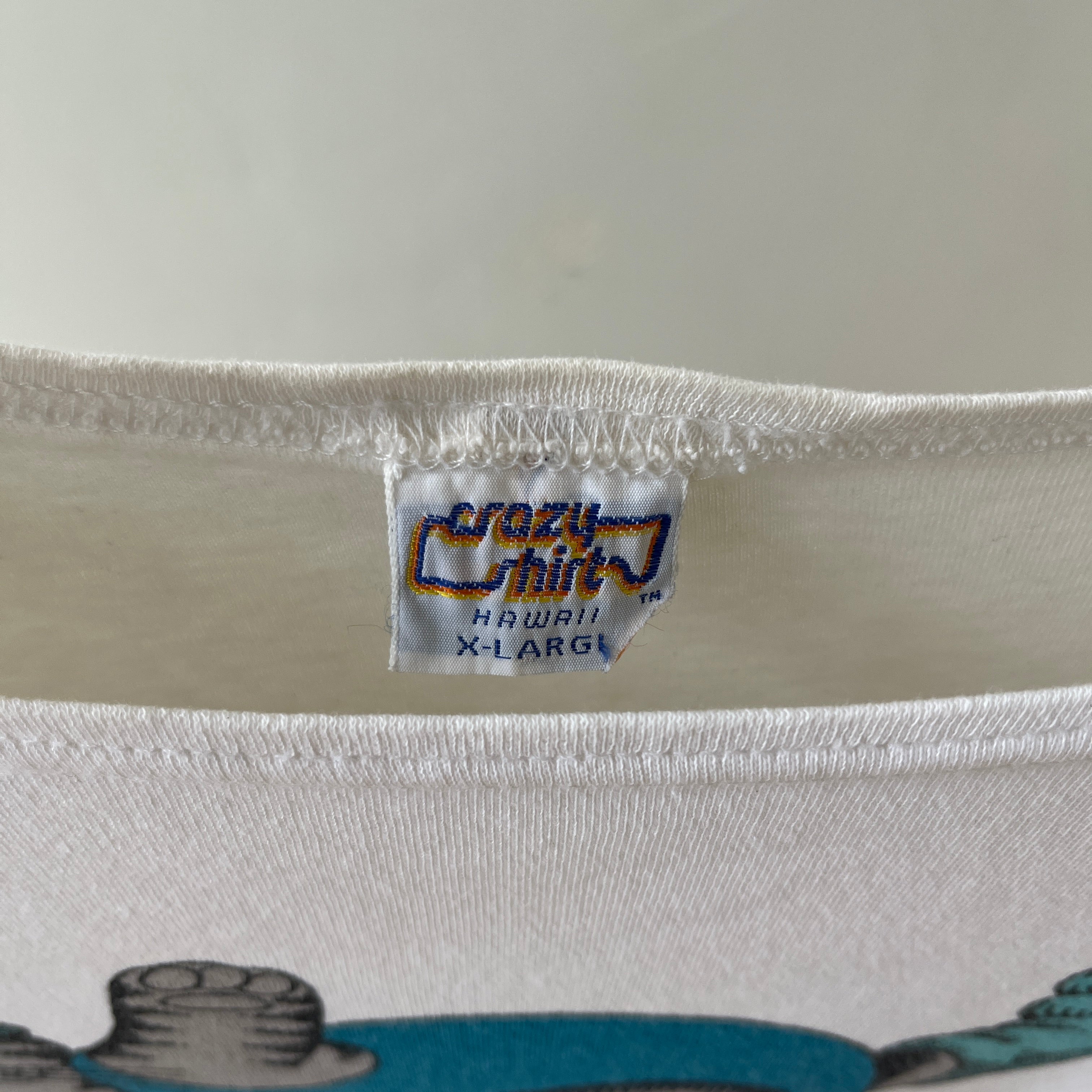 1980s Scoop Neck Workout Cat T Shirt - Crazy Shirt Brand Alert!