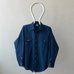 1970's Navy Pearl Snap Western Shirt