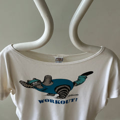 1980s Scoop Neck Workout Cat T Shirt - Crazy Shirt Brand Alert!