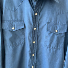 1970's Navy Pearl Snap Western Shirt