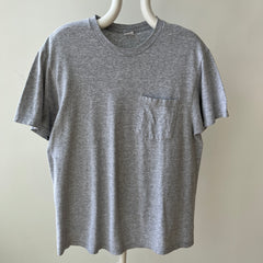 1990s Fruit Of The Loom Grey Blank Pocket T-shirt