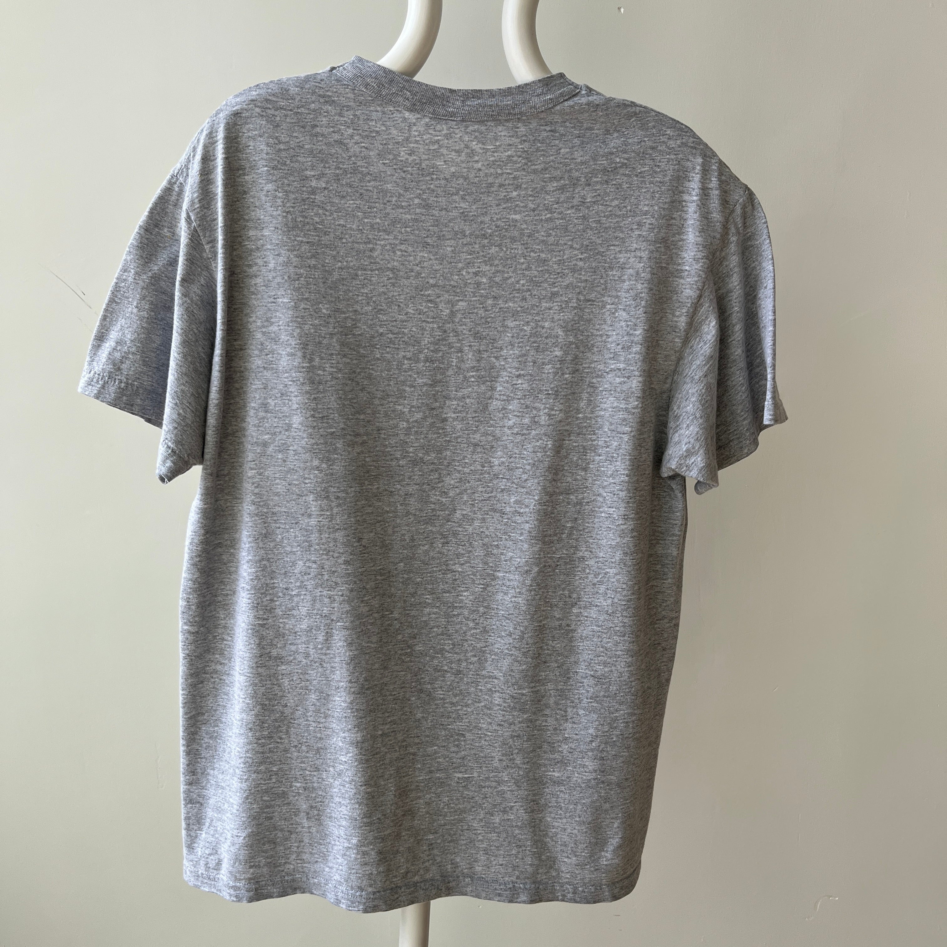 1990s Fruit Of The Loom Grey Blank Pocket T-shirt