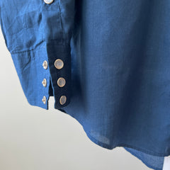 1970's Navy Pearl Snap Western Shirt