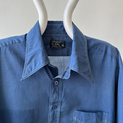 1970's Navy Short Sleeve Button Up