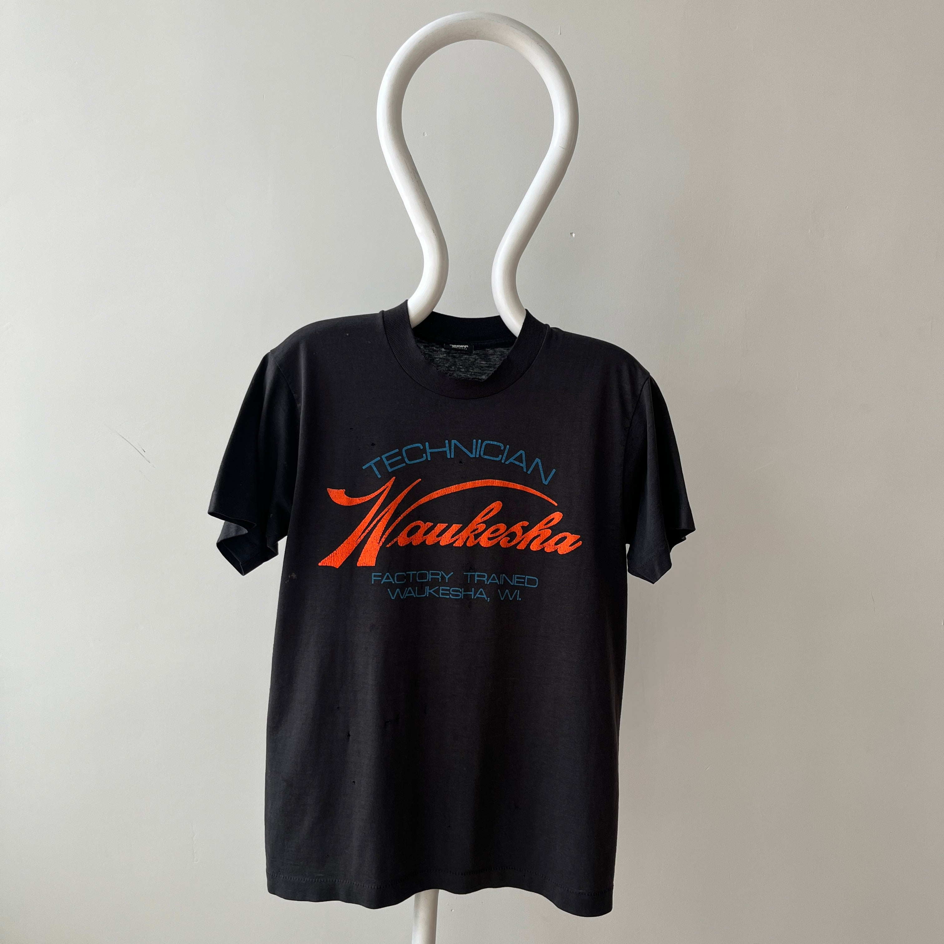1970s Black Waukesha WI. Technician T-shirt