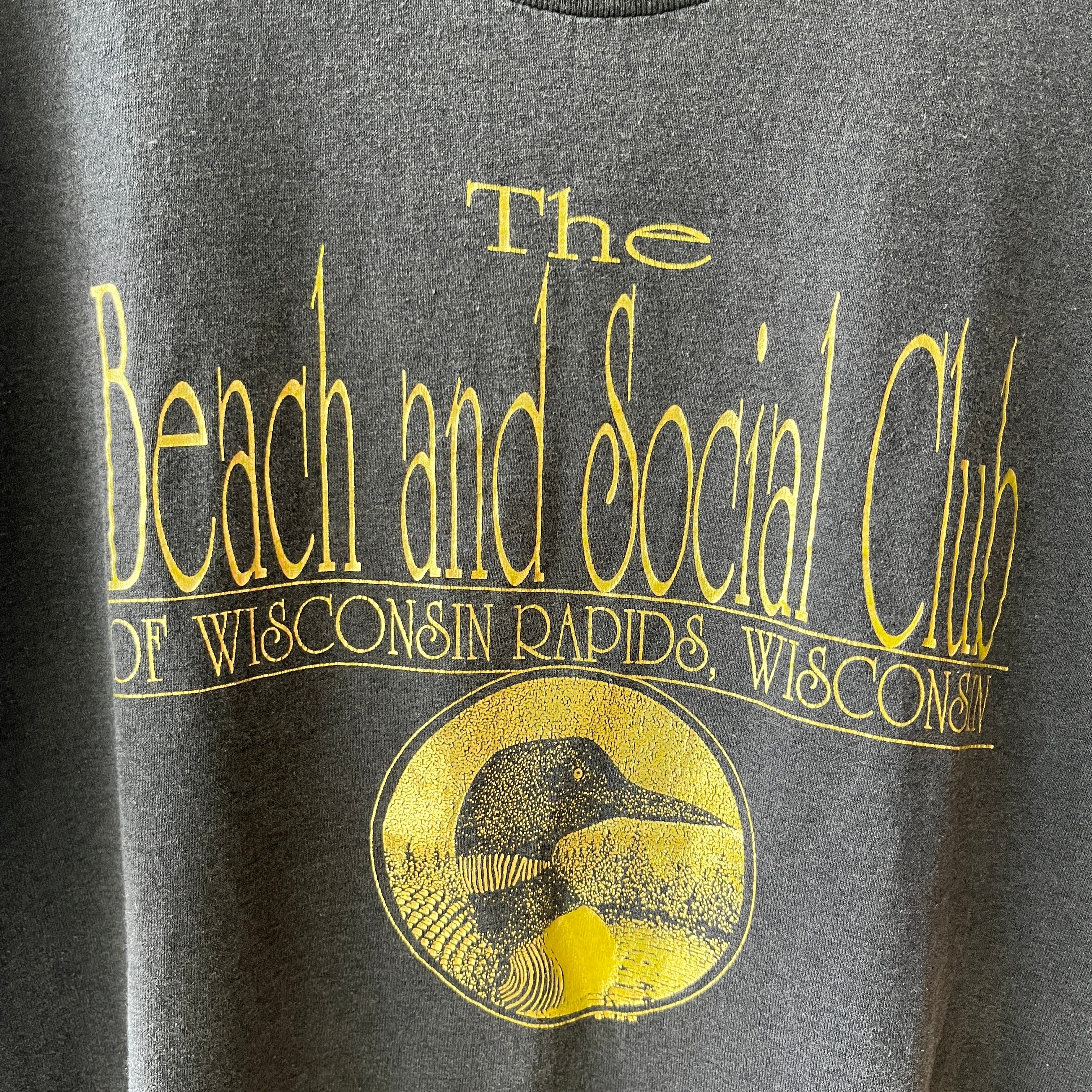 1980s Wisconsin Rapids Beach And Social Club Black T-Shirt
