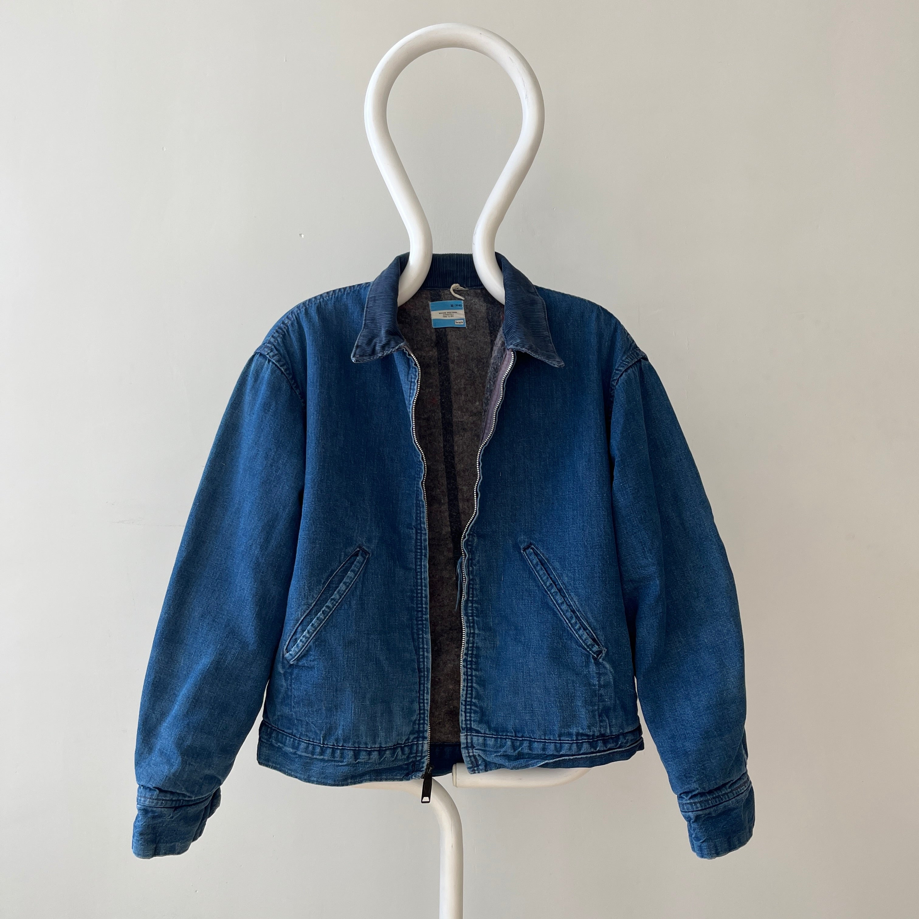 1970s Sears Blanket Lined Zip Up Denim Jacket - !!! Cooler than a Storm Rider