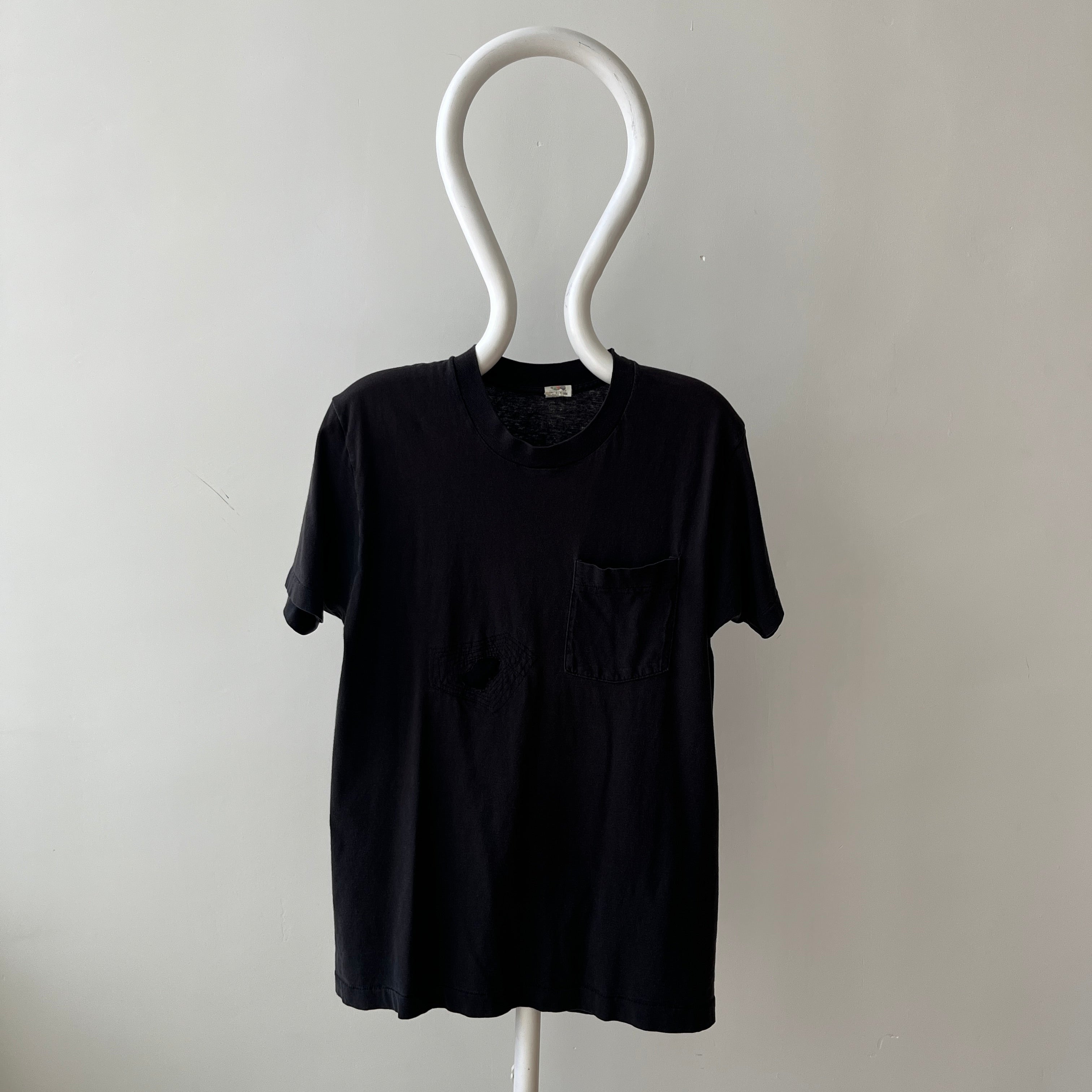 1980s Black Single Stitch Pocket T-Shirt