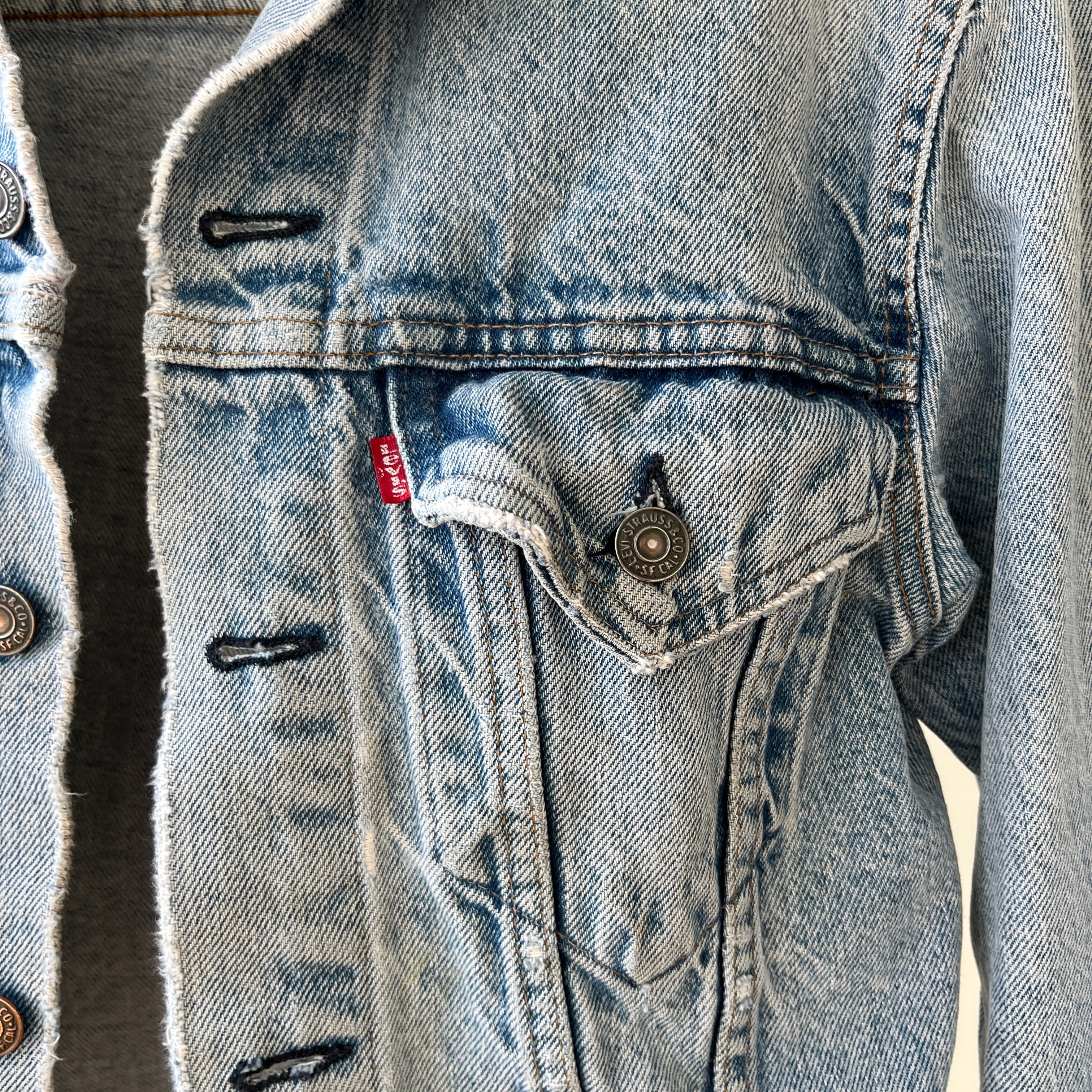 1980s Thrashed and Repaired Denim Levis Trucker Jacket - the backside!