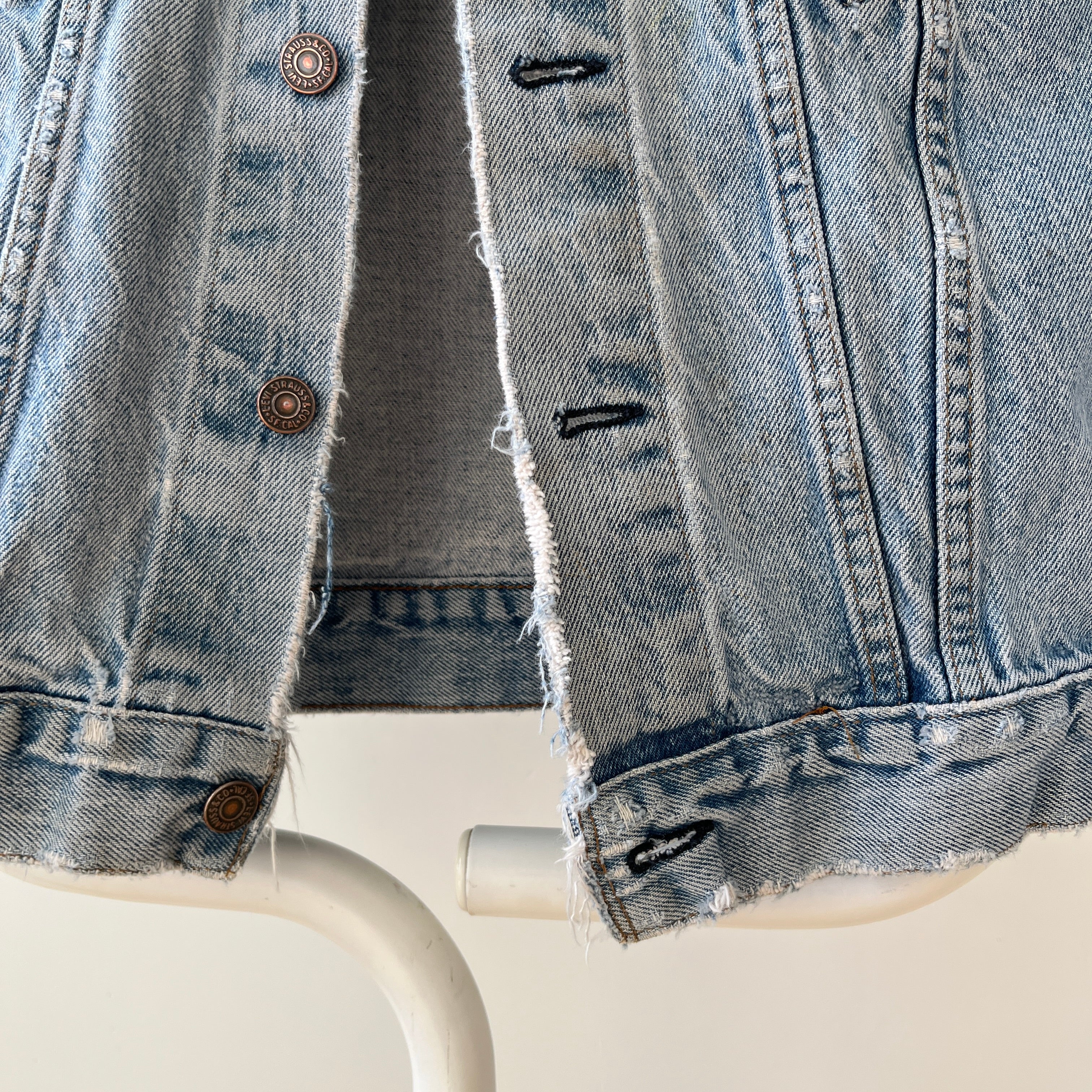 1980s Thrashed and Repaired Denim Levis Trucker Jacket - the backside!