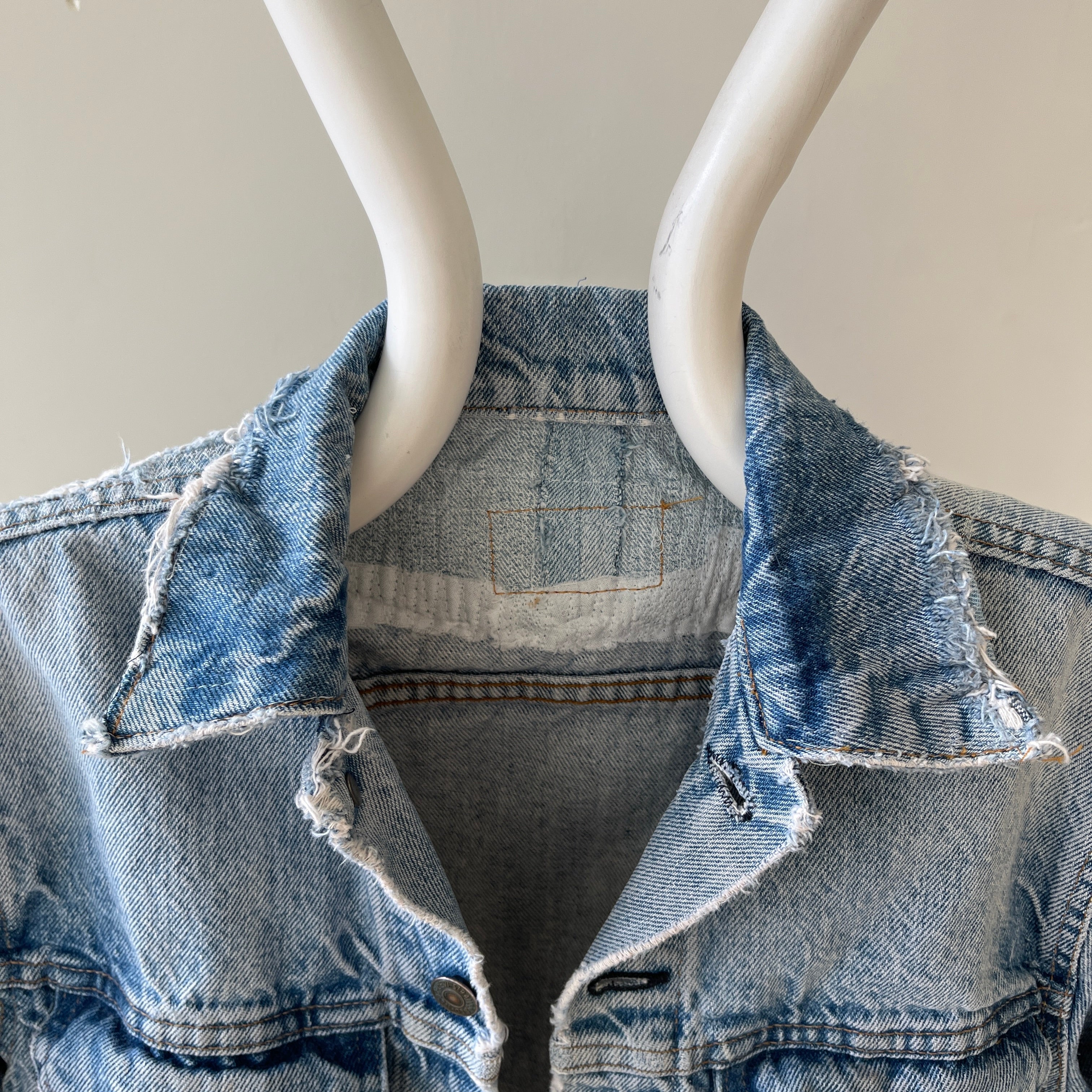 1980s Thrashed and Repaired Denim Levis Trucker Jacket - the backside!