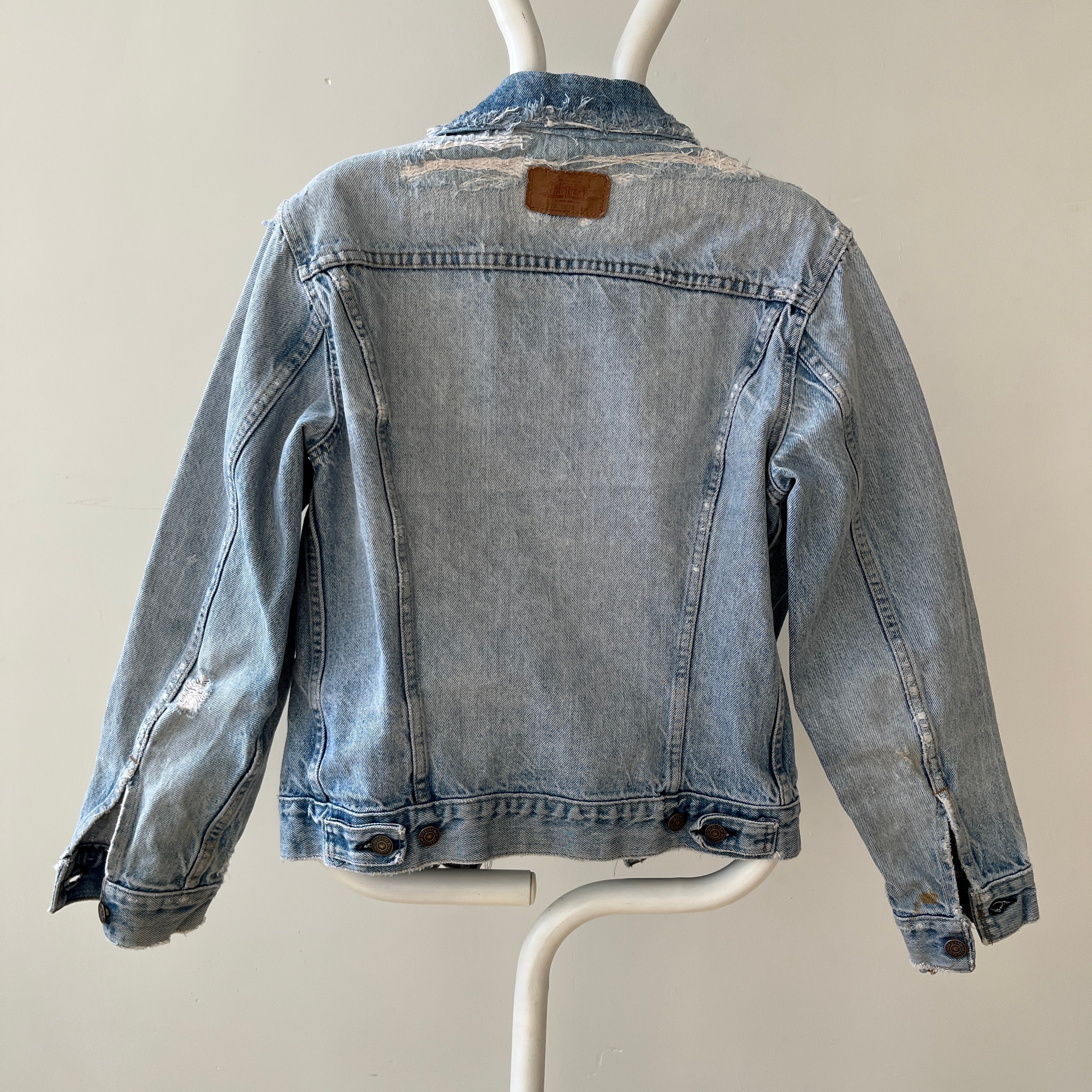 1980s Thrashed and Repaired Denim Levis Trucker Jacket - the backside!