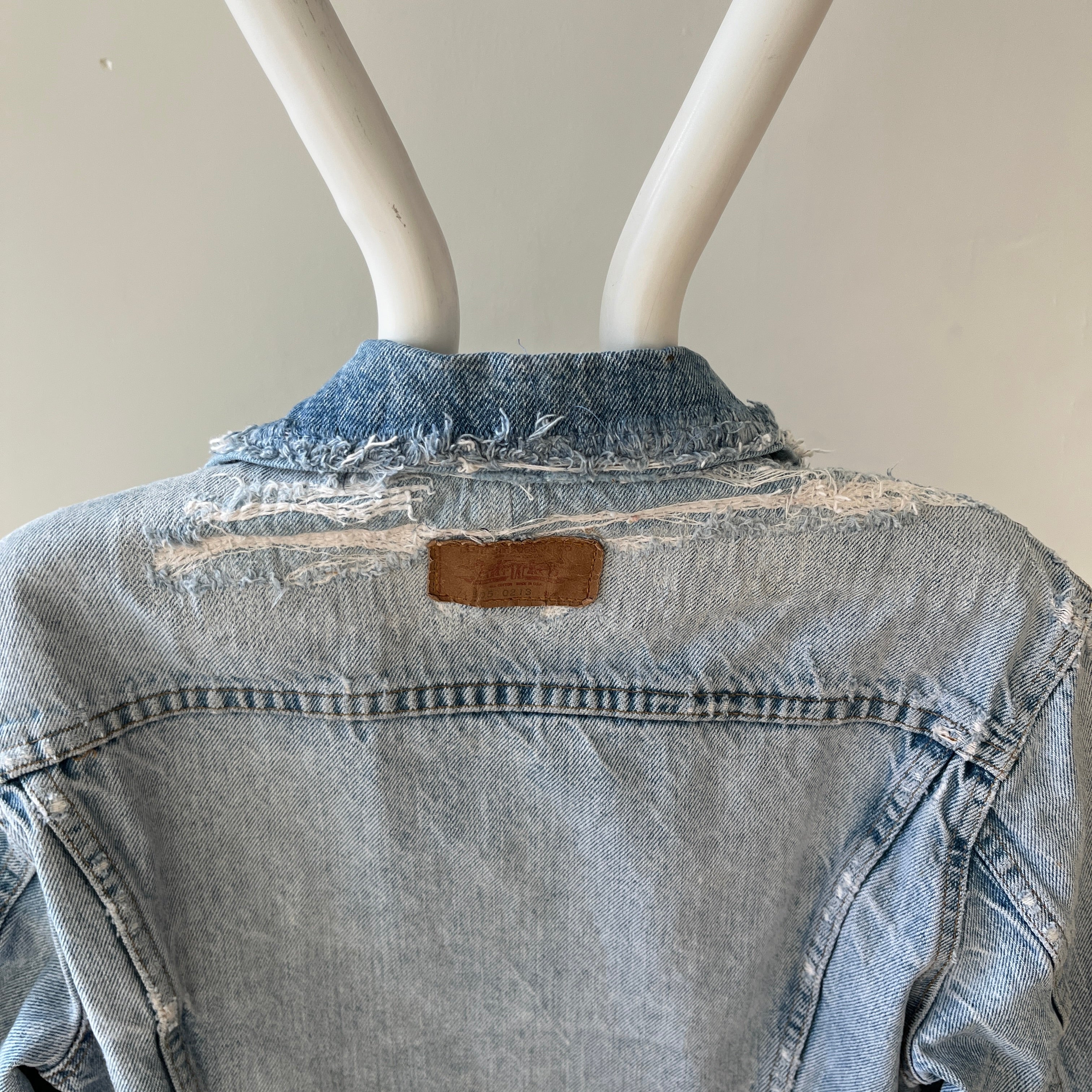 1980s Thrashed and Repaired Denim Levis Trucker Jacket - the backside!